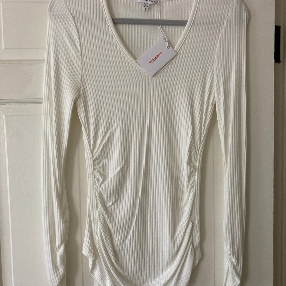 Good American ribbed long sleeve top